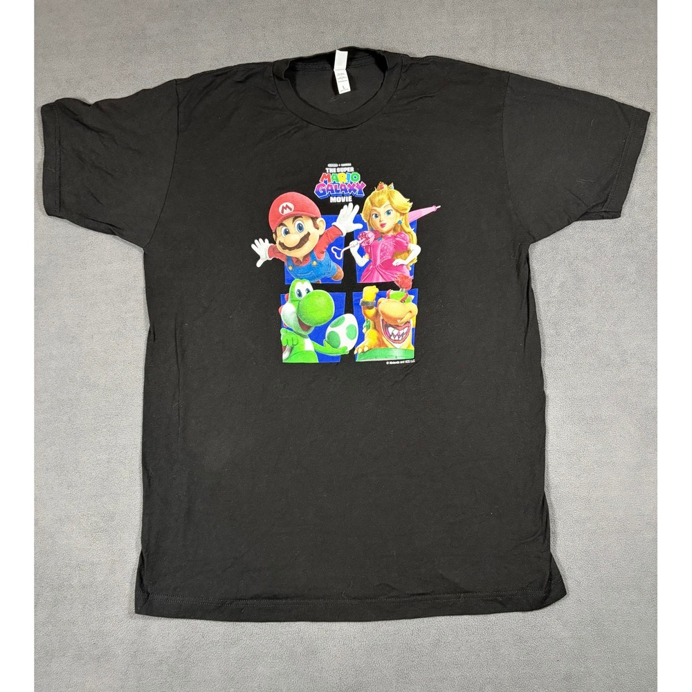 Tultex Super Mario Galaxy Movie T-Shirt Mens Large Black Graphic Nintendo